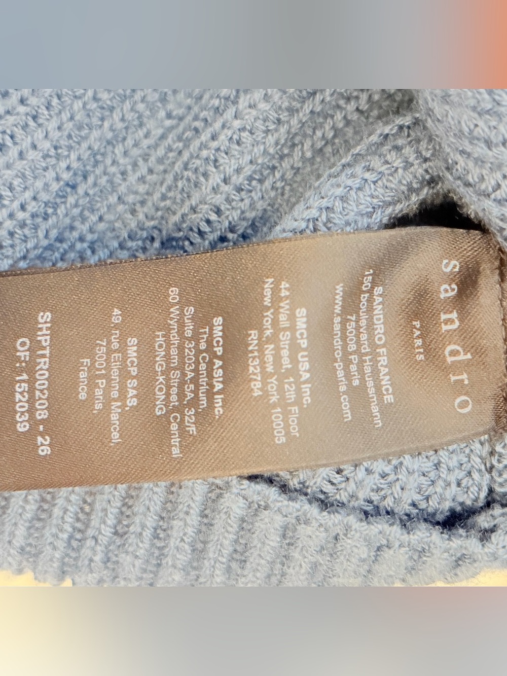 Sandro Dusty Blue Ribbed Button-Front Cardigan - Picture 2 of 3